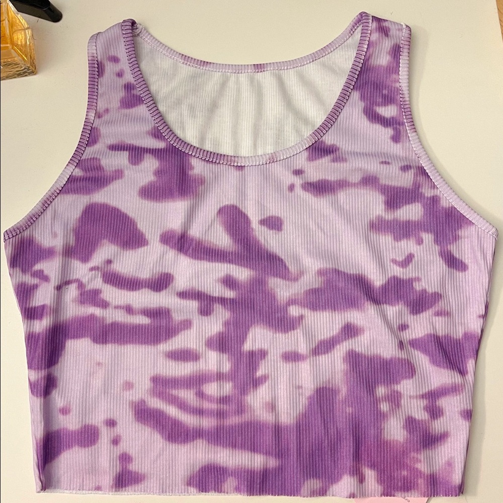 Purple tie dye crop tank